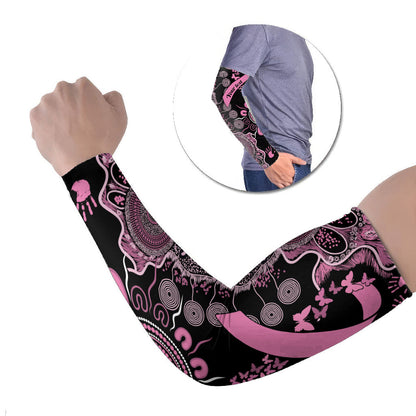 Personalised Aboriginal Pink Ribbons Arm Sleeves Beautiful Butterflies Breast Cancer Support