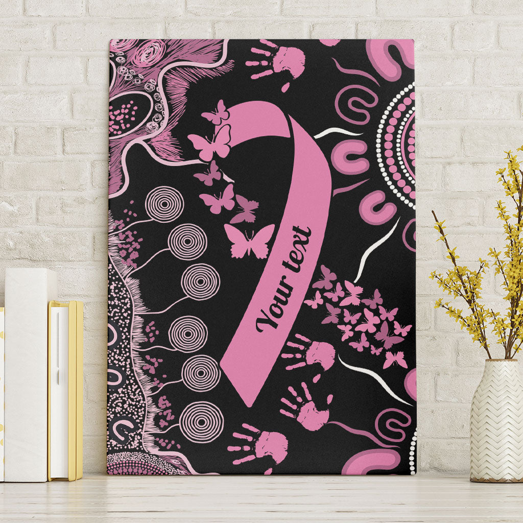 Personalised Aboriginal Pink Ribbons Canvas Wall Art Beautiful Butterflies Breast Cancer Support