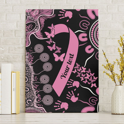 Personalised Aboriginal Pink Ribbons Canvas Wall Art Beautiful Butterflies Breast Cancer Support