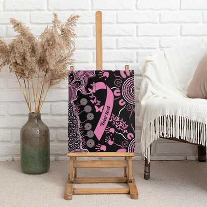 Personalised Aboriginal Pink Ribbons Canvas Wall Art Beautiful Butterflies Breast Cancer Support