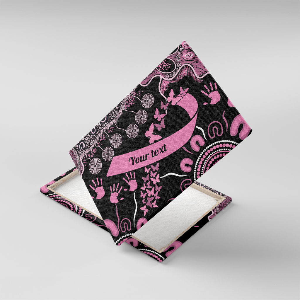 Personalised Aboriginal Pink Ribbons Canvas Wall Art Beautiful Butterflies Breast Cancer Support