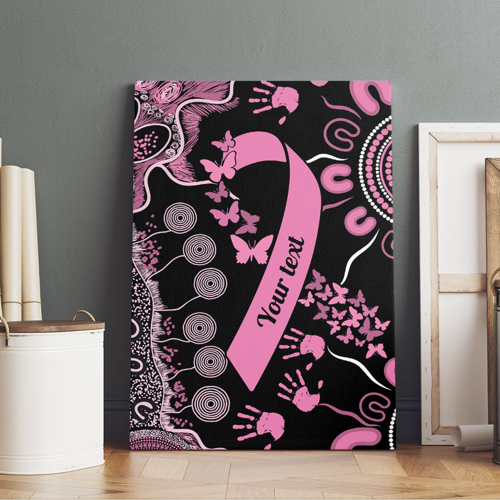 Personalised Aboriginal Pink Ribbons Canvas Wall Art Beautiful Butterflies Breast Cancer Support