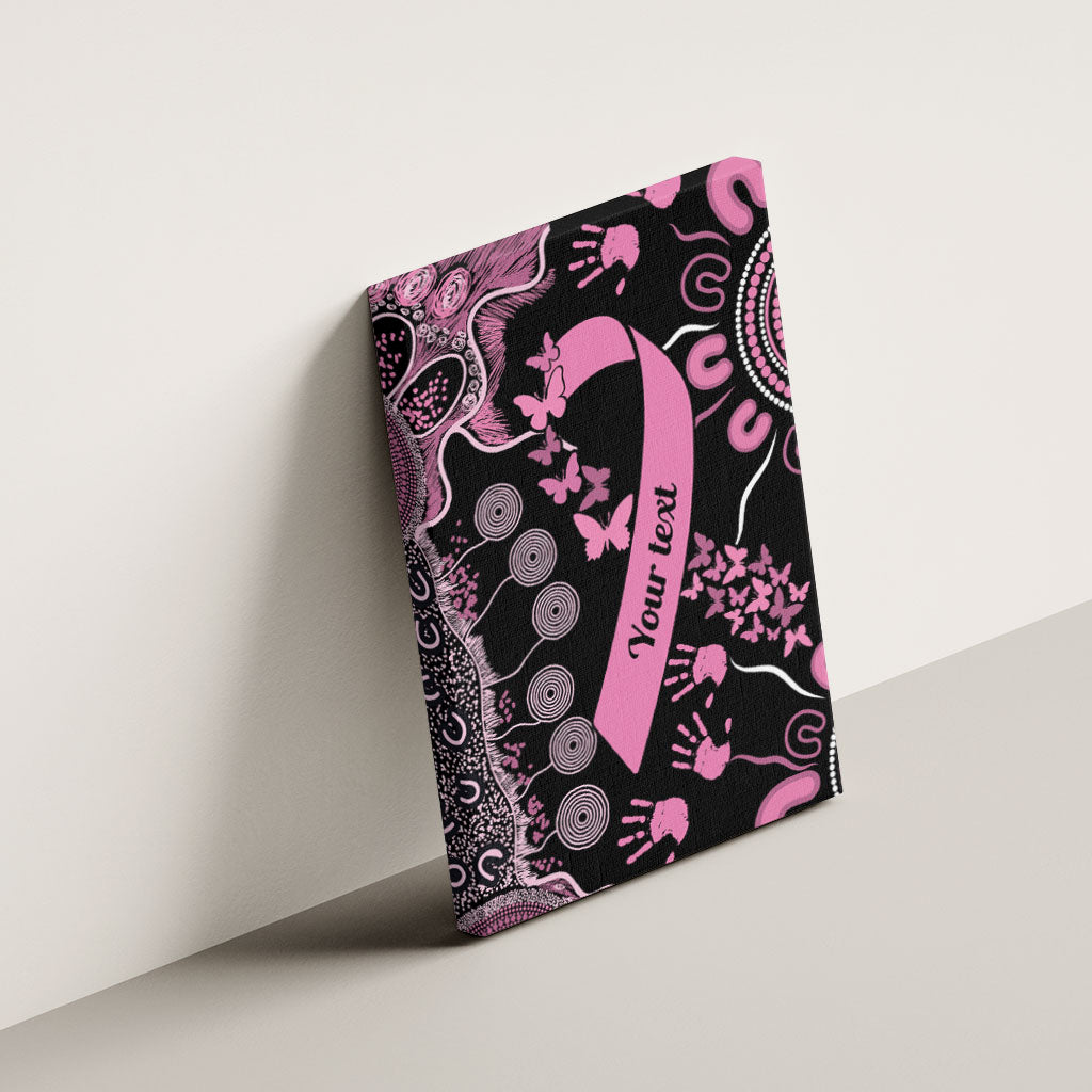 Personalised Aboriginal Pink Ribbons Canvas Wall Art Beautiful Butterflies Breast Cancer Support