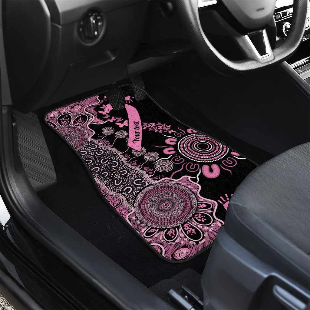 Personalised Aboriginal Pink Ribbons Car Mats Beautiful Butterflies Breast Cancer Support