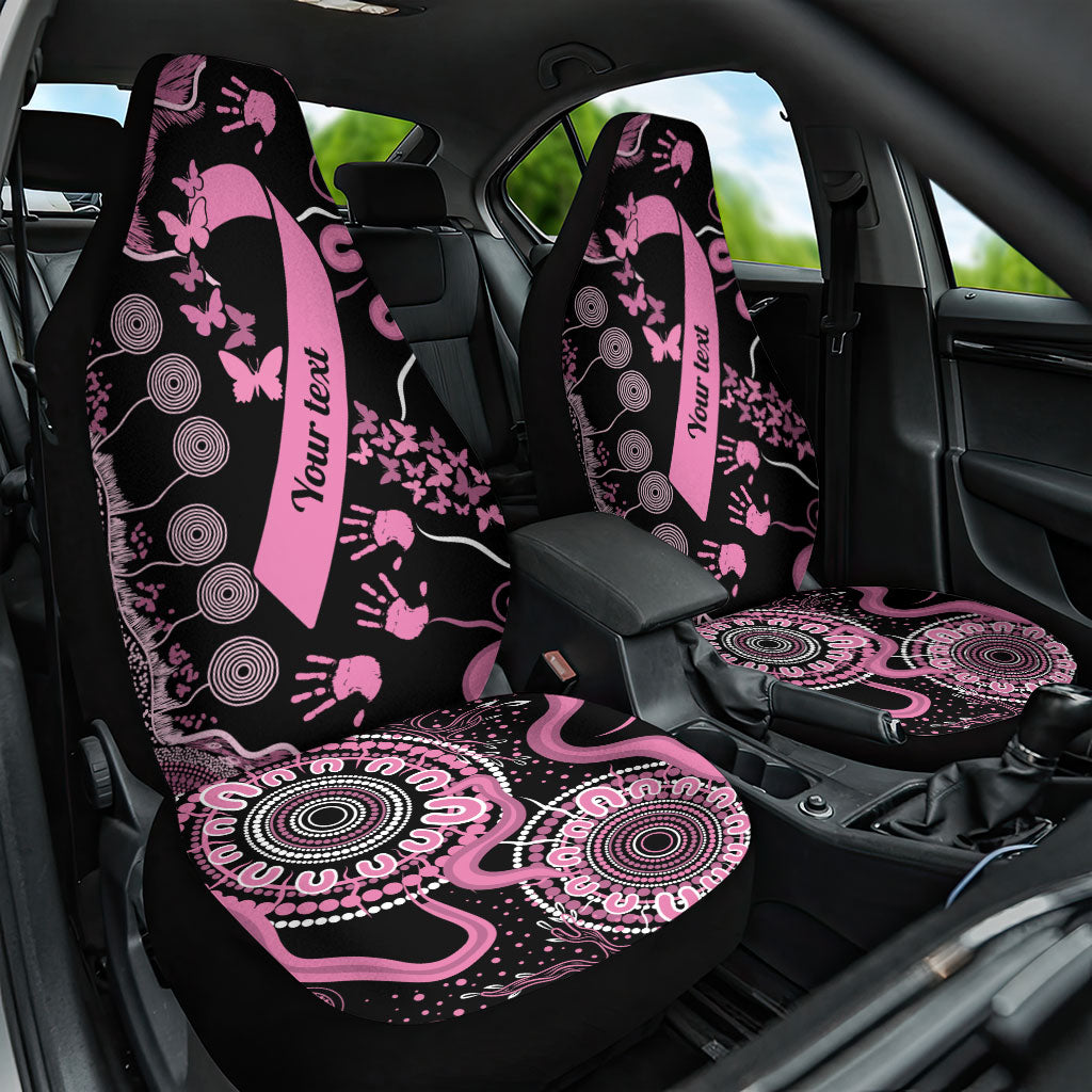 Personalised Aboriginal Pink Ribbons Car Seat Cover Beautiful Butterflies Breast Cancer Support