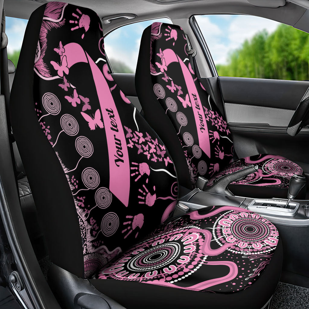 Personalised Aboriginal Pink Ribbons Car Seat Cover Beautiful Butterflies Breast Cancer Support