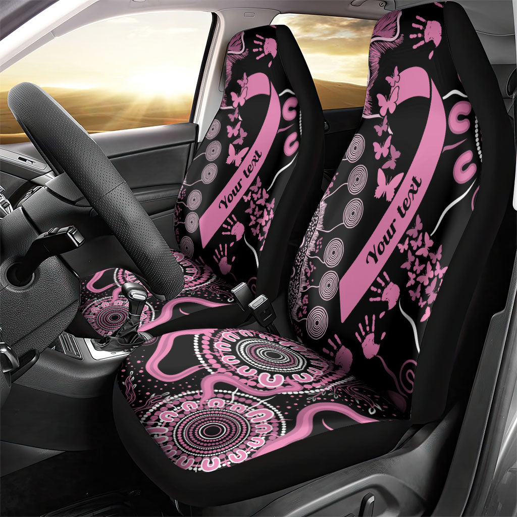 Personalised Aboriginal Pink Ribbons Car Seat Cover Beautiful Butterflies Breast Cancer Support