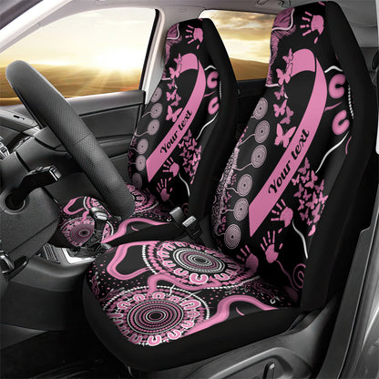 Personalised Aboriginal Pink Ribbons Car Seat Cover Beautiful Butterflies Breast Cancer Support