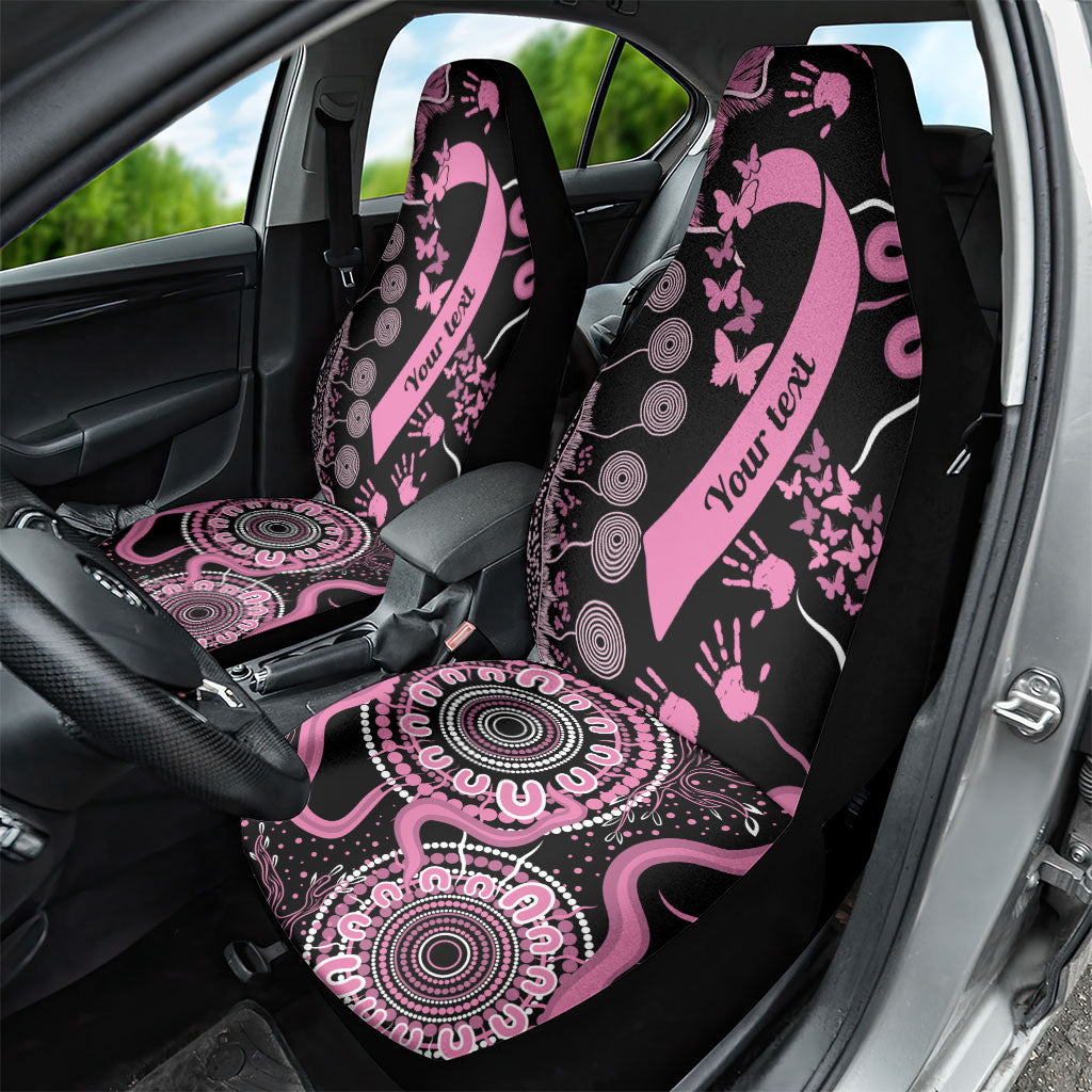 Personalised Aboriginal Pink Ribbons Car Seat Cover Beautiful Butterflies Breast Cancer Support
