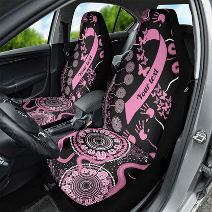 Personalised Aboriginal Pink Ribbons Car Seat Cover Beautiful Butterflies Breast Cancer Support