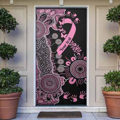 Personalised Aboriginal Pink Ribbons Door Cover Beautiful Butterflies Breast Cancer Support