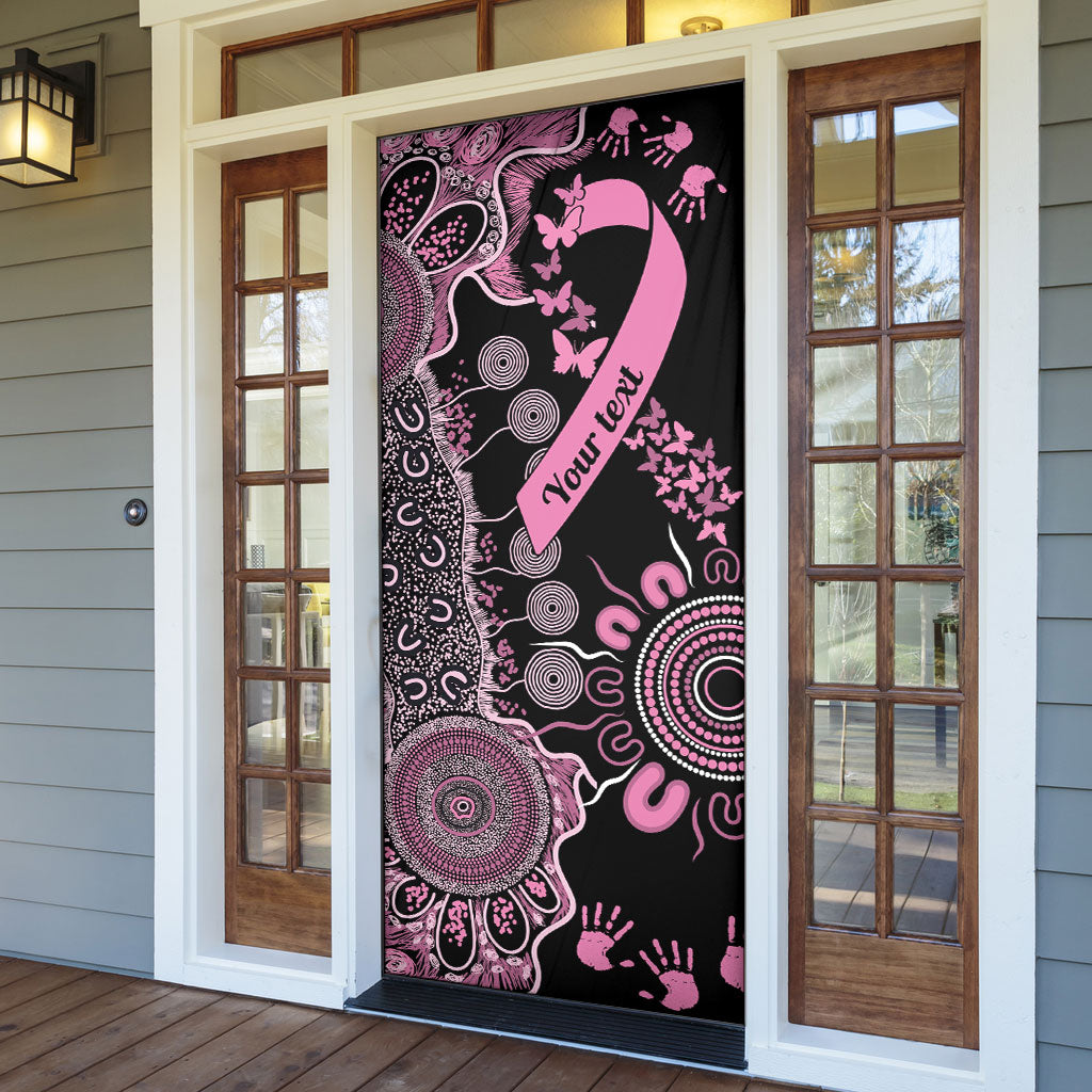 Personalised Aboriginal Pink Ribbons Door Cover Beautiful Butterflies Breast Cancer Support