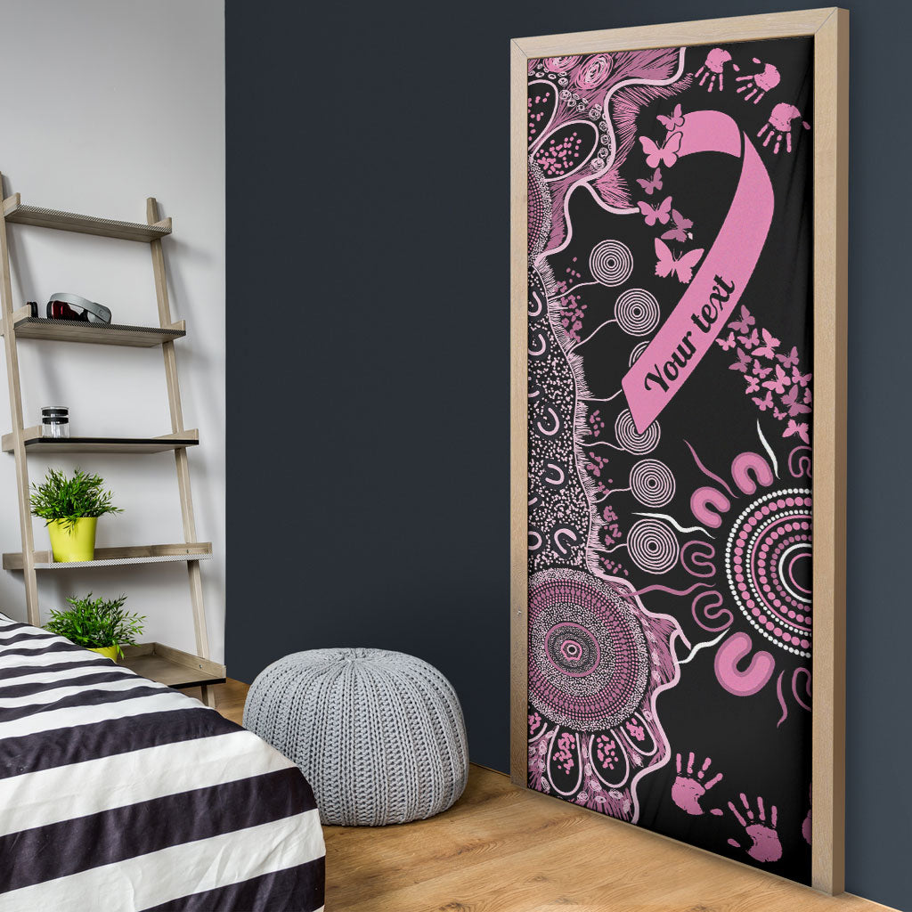 Personalised Aboriginal Pink Ribbons Door Cover Beautiful Butterflies Breast Cancer Support