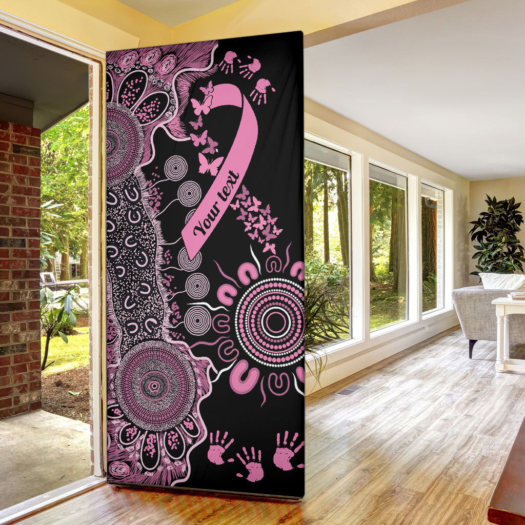 Personalised Aboriginal Pink Ribbons Door Cover Beautiful Butterflies Breast Cancer Support