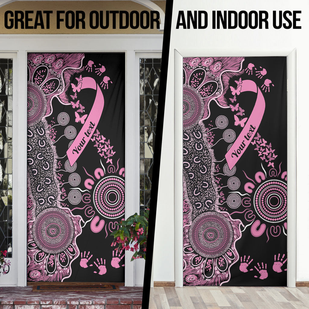 Personalised Aboriginal Pink Ribbons Door Cover Beautiful Butterflies Breast Cancer Support