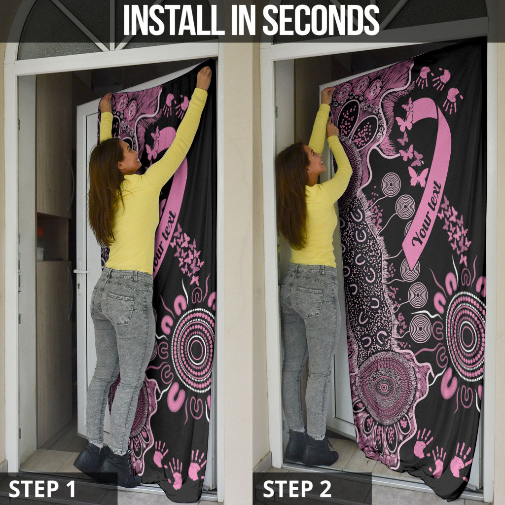 Personalised Aboriginal Pink Ribbons Door Cover Beautiful Butterflies Breast Cancer Support