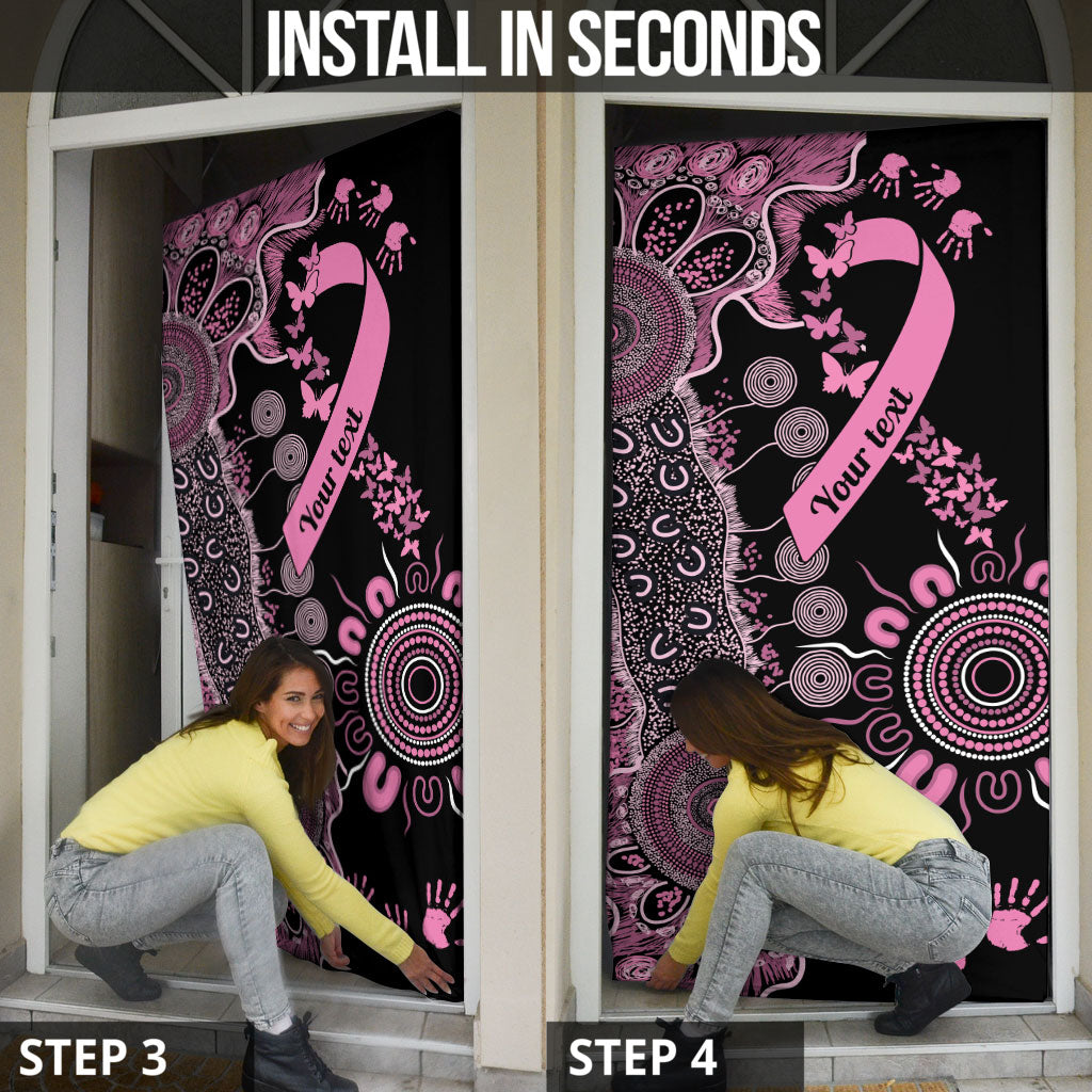Personalised Aboriginal Pink Ribbons Door Cover Beautiful Butterflies Breast Cancer Support