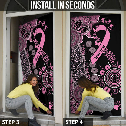 Personalised Aboriginal Pink Ribbons Door Cover Beautiful Butterflies Breast Cancer Support