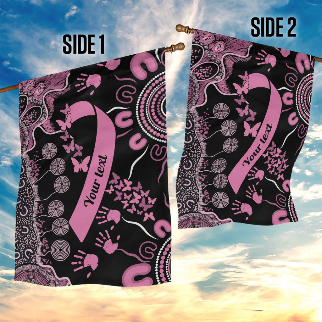 Personalised Aboriginal Pink Ribbons Garden Flag Beautiful Butterflies Breast Cancer Support
