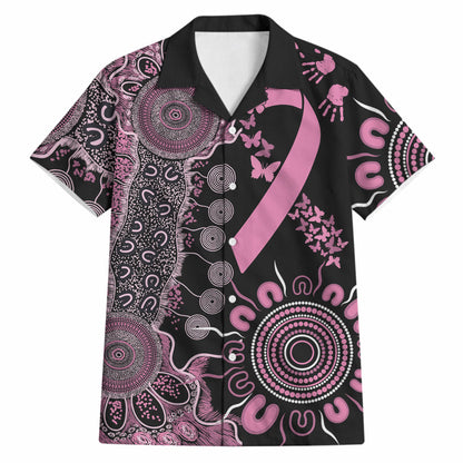 Personalised Aboriginal Pink Ribbons Hawaiian Shirt Beautiful Butterflies Breast Cancer Support