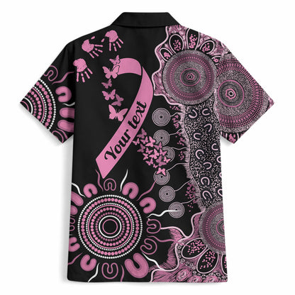 Personalised Aboriginal Pink Ribbons Hawaiian Shirt Beautiful Butterflies Breast Cancer Support