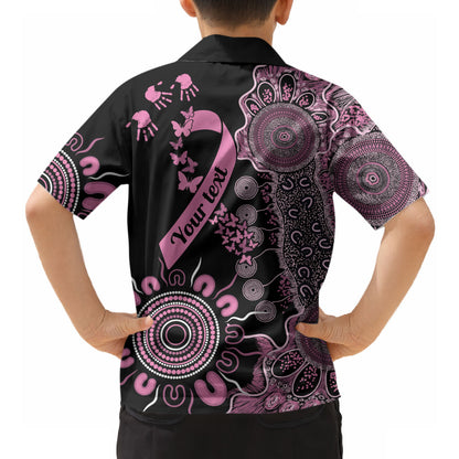 Personalised Aboriginal Pink Ribbons Hawaiian Shirt Beautiful Butterflies Breast Cancer Support