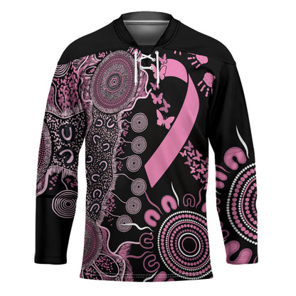 Personalised Aboriginal Pink Ribbons Hockey Jersey Beautiful Butterflies Breast Cancer Support