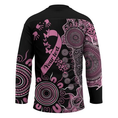 Personalised Aboriginal Pink Ribbons Hockey Jersey Beautiful Butterflies Breast Cancer Support