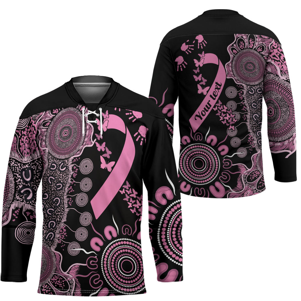 Personalised Aboriginal Pink Ribbons Hockey Jersey Beautiful Butterflies Breast Cancer Support