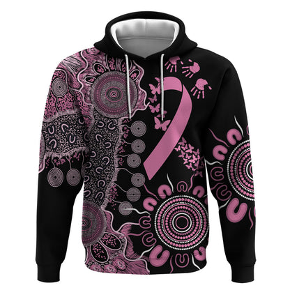 Personalised Aboriginal Pink Ribbons Hoodie Beautiful Butterflies Breast Cancer Support