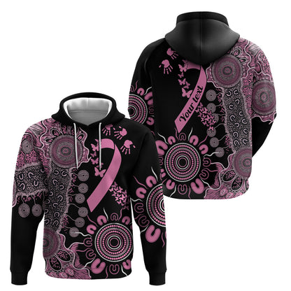 Personalised Aboriginal Pink Ribbons Hoodie Beautiful Butterflies Breast Cancer Support