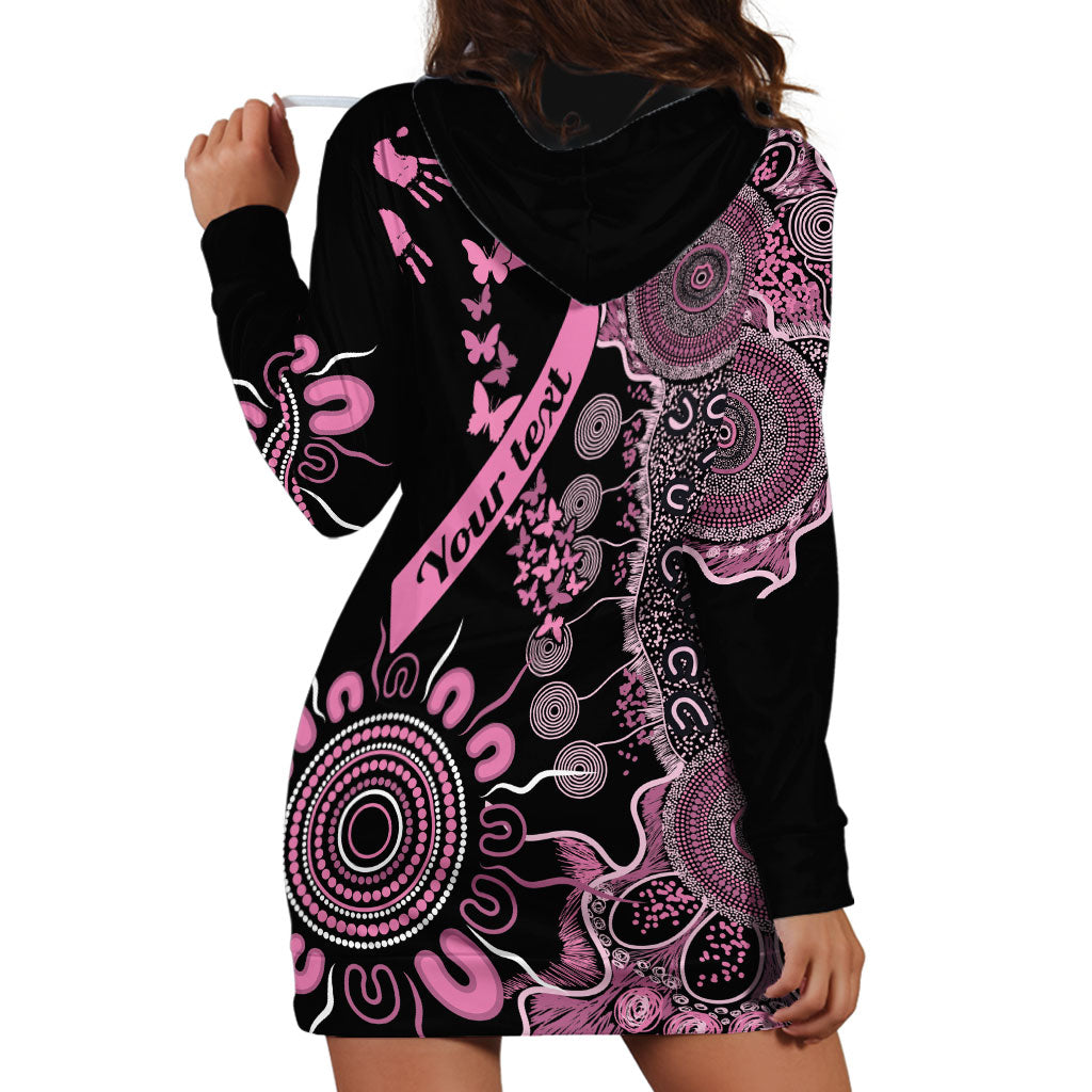 Personalised Aboriginal Pink Ribbons Hoodie Dress Beautiful Butterflies Breast Cancer Support
