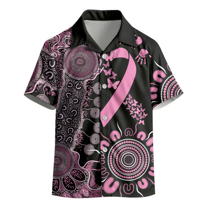 Personalised Aboriginal Pink Ribbons Kid Hawaiian Shirt Beautiful Butterflies Breast Cancer Support