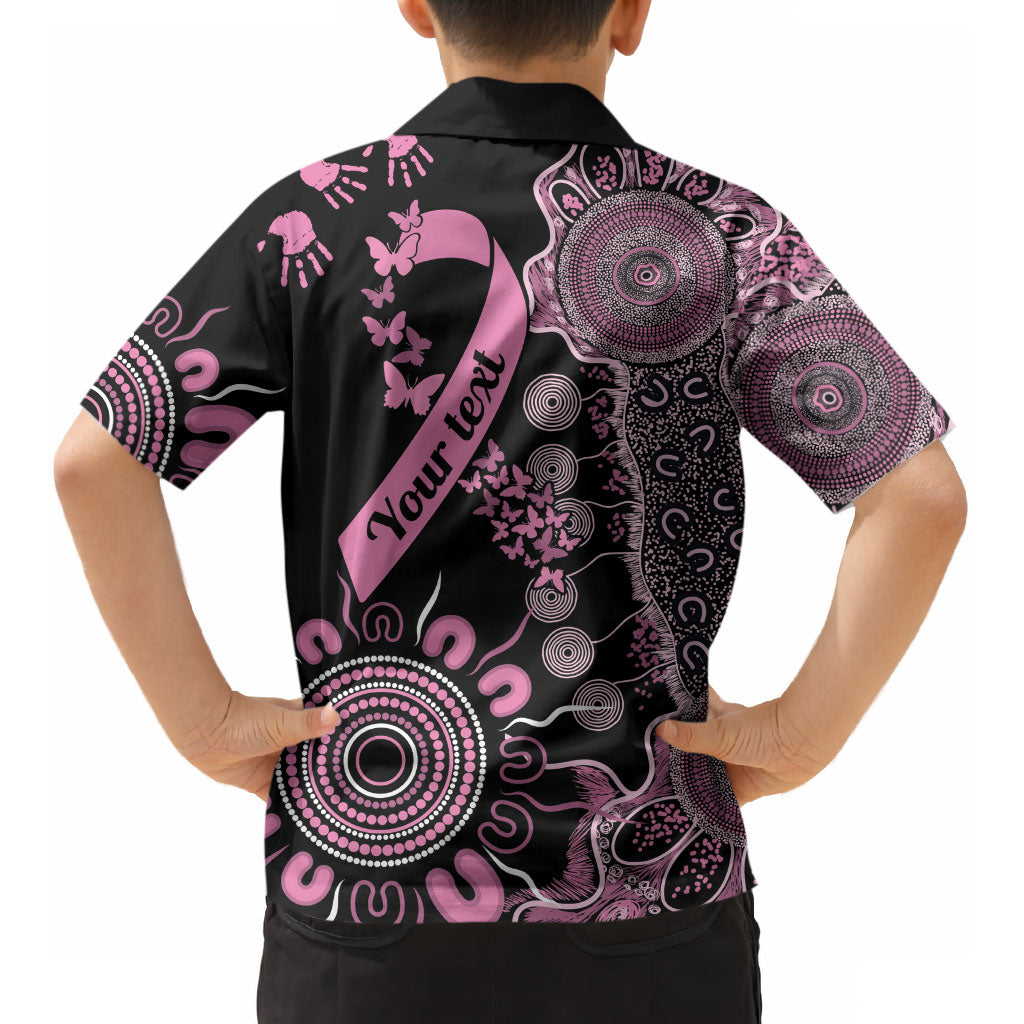 Personalised Aboriginal Pink Ribbons Kid Hawaiian Shirt Beautiful Butterflies Breast Cancer Support