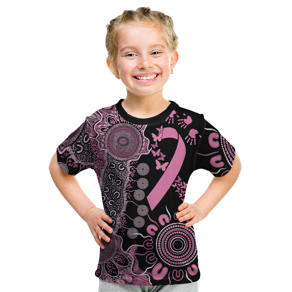 Personalised Aboriginal Pink Ribbons Kid T Shirt Beautiful Butterflies Breast Cancer Support