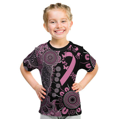 Personalised Aboriginal Pink Ribbons Kid T Shirt Beautiful Butterflies Breast Cancer Support