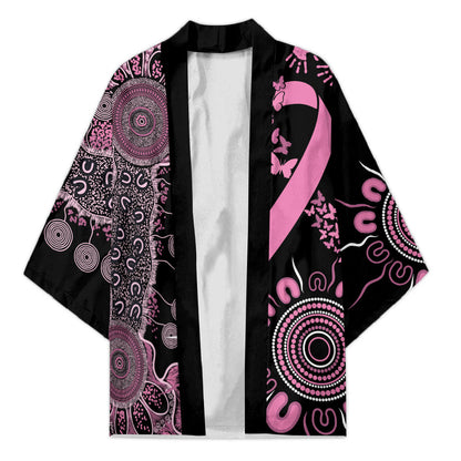 Personalised Aboriginal Pink Ribbons Kimono Beautiful Butterflies Breast Cancer Support