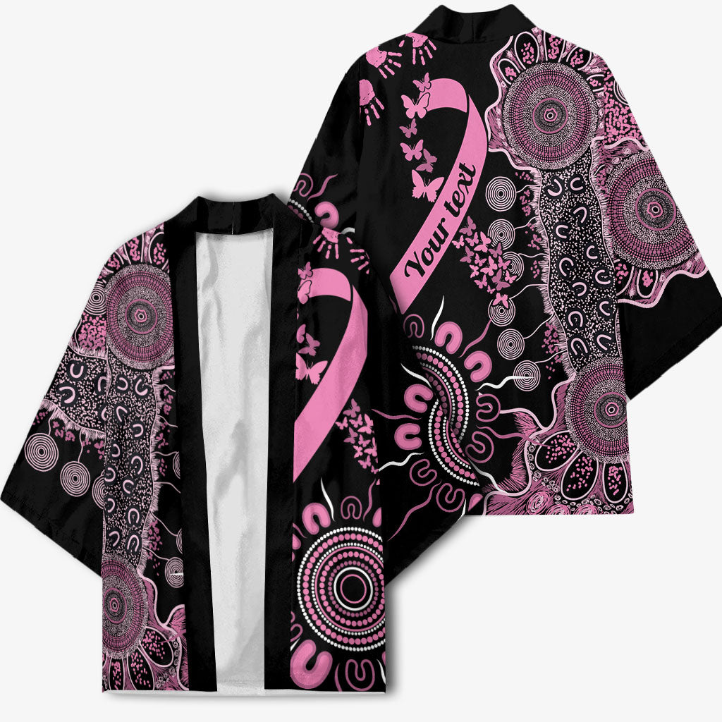 Personalised Aboriginal Pink Ribbons Kimono Beautiful Butterflies Breast Cancer Support