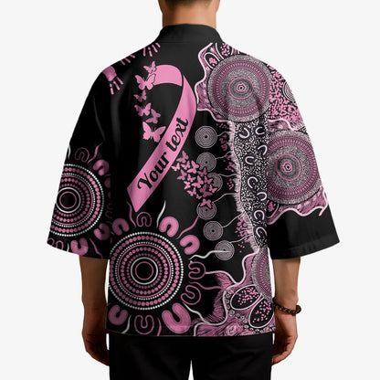 Personalised Aboriginal Pink Ribbons Kimono Beautiful Butterflies Breast Cancer Support