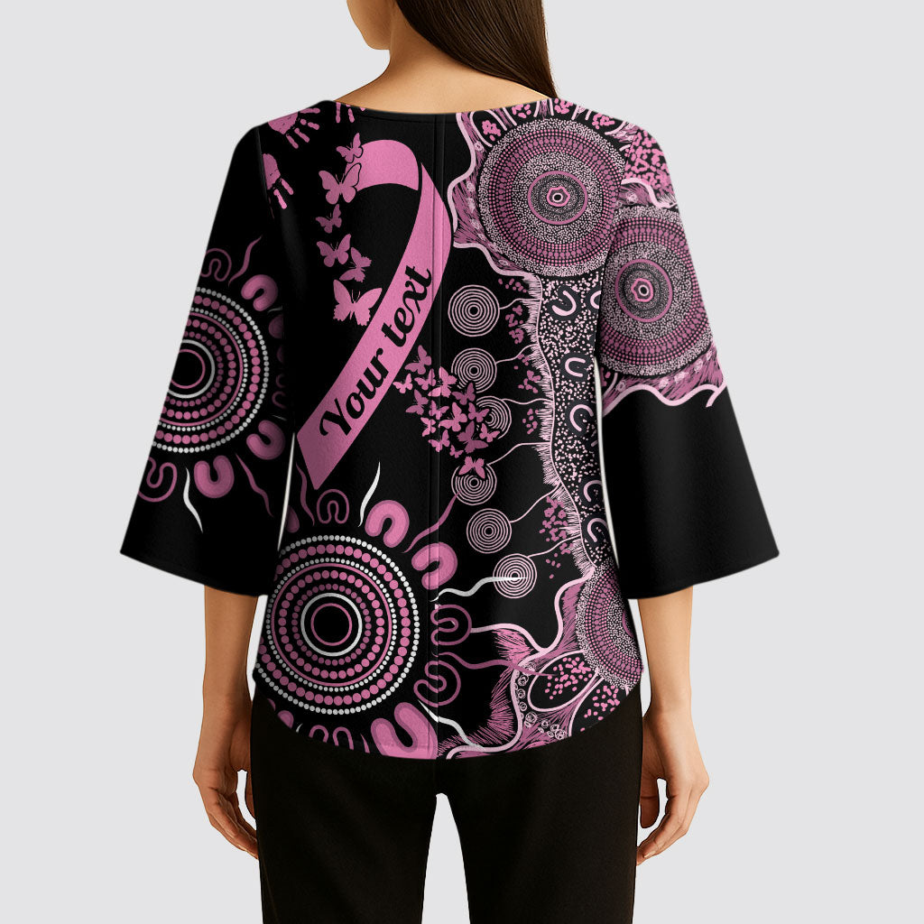 Personalised Aboriginal Pink Ribbons Kimono Sleeve Blouse Beautiful Butterflies Breast Cancer Support