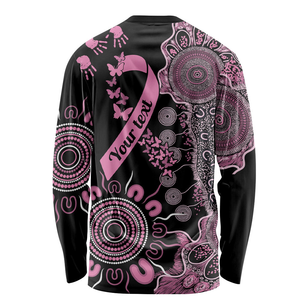 Personalised Aboriginal Pink Ribbons Long Sleeve Shirt Beautiful Butterflies Breast Cancer Support