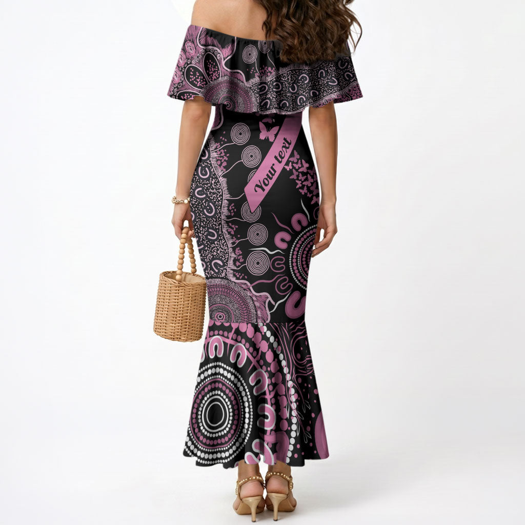 Personalised Aboriginal Pink Ribbons Mermaid Dress Beautiful Butterflies Breast Cancer Support