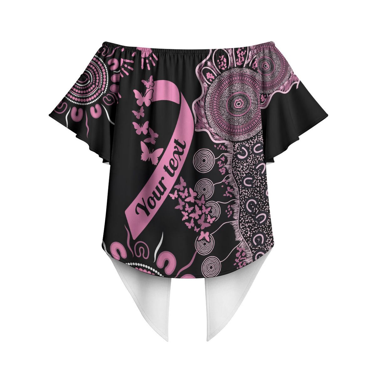 Personalised Aboriginal Pink Ribbons Off Shoulder Wrap Waist Top Beautiful Butterflies Breast Cancer Support