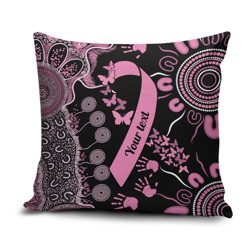 Personalised Aboriginal Pink Ribbons Pillow Cover Beautiful Butterflies Breast Cancer Support