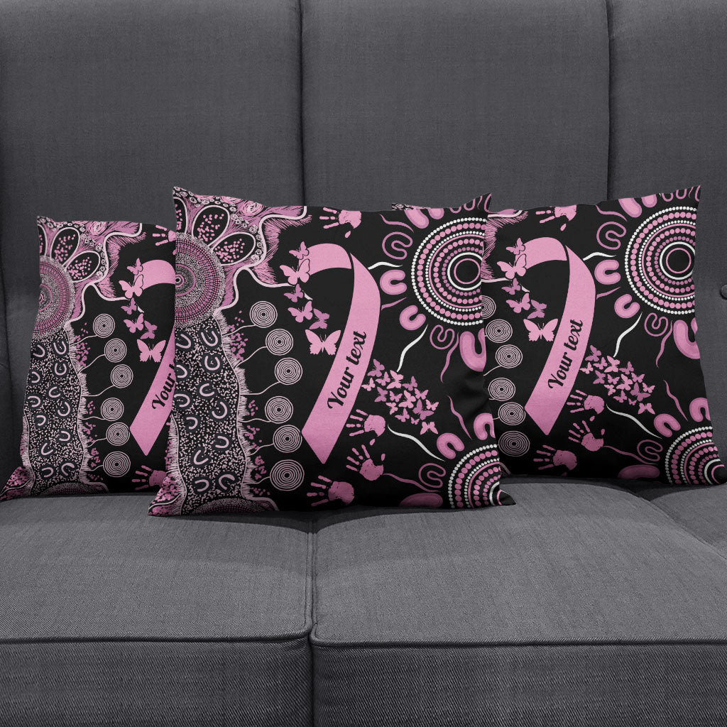 Personalised Aboriginal Pink Ribbons Pillow Cover Beautiful Butterflies Breast Cancer Support