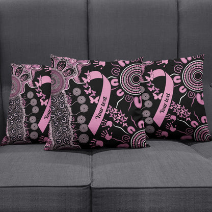 Personalised Aboriginal Pink Ribbons Pillow Cover Beautiful Butterflies Breast Cancer Support