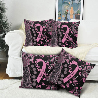 Personalised Aboriginal Pink Ribbons Pillow Cover Beautiful Butterflies Breast Cancer Support