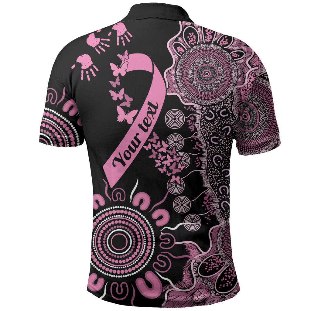 Personalised Aboriginal Pink Ribbons Polo Shirt Beautiful Butterflies Breast Cancer Support