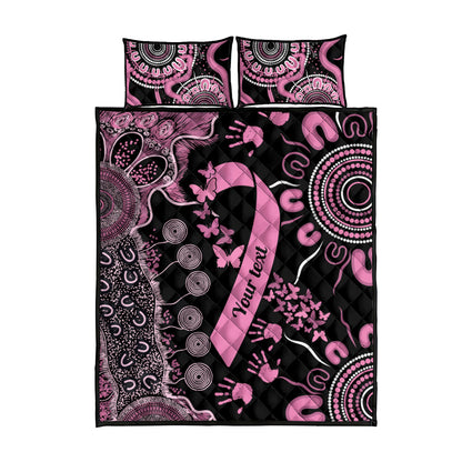 Personalised Aboriginal Pink Ribbons Quilt Bed Set Beautiful Butterflies Breast Cancer Support