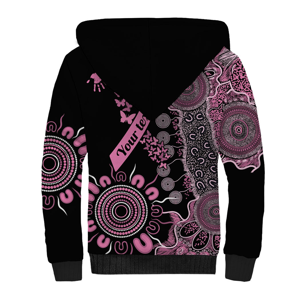 Personalised Aboriginal Pink Ribbons Sherpa Hoodie Beautiful Butterflies Breast Cancer Support